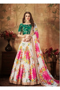 Off White Organza Sequins Wedding Lehenga Choli