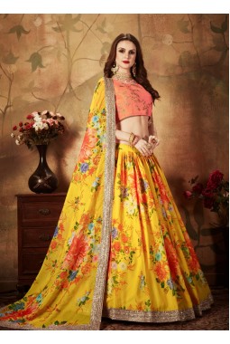 Yellow Organza Dori Embroidery Wedding Lehenga Choli