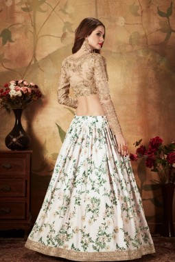 Off White Organza Embroidery Wedding Lehenga Choli