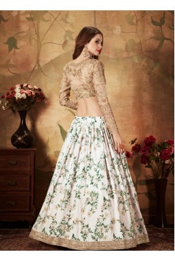 Off White Organza Embroidery Wedding Lehenga Choli