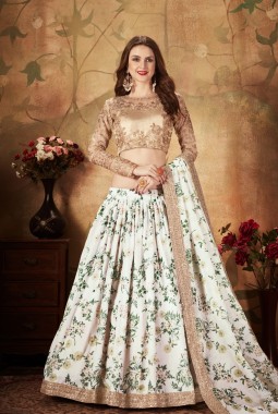 Off White Organza Embroidery Wedding Lehenga Choli