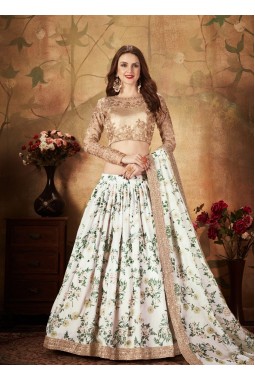 Off White Organza Embroidery Wedding Lehenga Choli