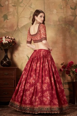 Maroon Organza Embroidery Wedding Lehenga Choli