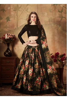 Black Organza Zari Embroidery Wedding Lehenga Choli