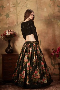 Black Organza Zari Embroidery Wedding Lehenga Choli