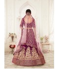 Purple Velvet Zari Embroidery Wedding Lehenga Choli