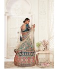 Blue Slub Silk Dori Embroidery Wedding Lehenga Choli