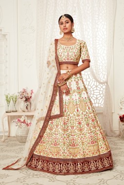 Off White Art Silk with Wedding Lehenga Choli