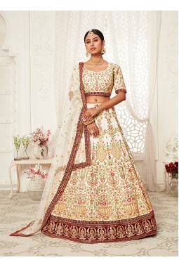 Off White Art Silk with Wedding Lehenga Choli