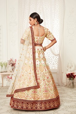 Off White Art Silk with Wedding Lehenga Choli