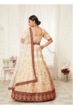 Off White Art Silk with Wedding Lehenga Choli