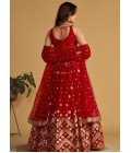 Red Georgette Sequins Embroidered Wedding Lehenga Choli