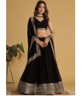 Black Georgette Sequins Wedding Lehenga Choli