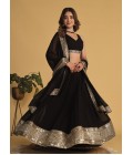 Black Georgette Sequins Wedding Lehenga Choli