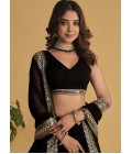 Black Georgette Sequins Wedding Lehenga Choli