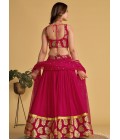 Pink Georgette Zari Sequins Wedding Lehenga Choli