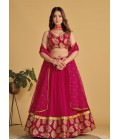 Pink Georgette Zari Sequins Wedding Lehenga Choli