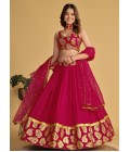 Pink Georgette Zari Sequins Wedding Lehenga Choli