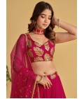 Pink Georgette Zari Sequins Wedding Lehenga Choli