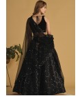 Black Organza Net Sequins Embroidered Wedding Lehenga Choli