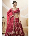 Red Art Silk Sequins Wedding Lehenga Choli