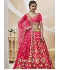 Pink Art Silk Sequins Wedding Lehenga Choli