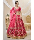 Pink Art Silk Sequins Wedding Lehenga Choli