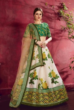 Cream Banglori Silk Sequins Wedding Lehenga Choli