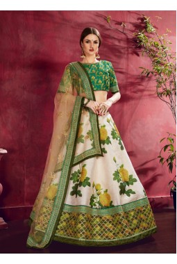 Cream Banglori Silk Sequins Wedding Lehenga Choli