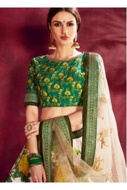 Cream Banglori Silk Sequins Wedding Lehenga Choli