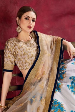 Cream Banglori Silk Dori Embroidery Wedding Lehenga Choli