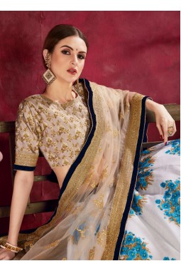 Cream Banglori Silk Dori Embroidery Wedding Lehenga Choli