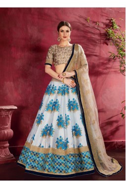 Cream Banglori Silk Dori Embroidery Wedding Lehenga Choli