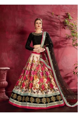 Multi Color Banglori Silk Embroidery Wedding Lehenga Choli