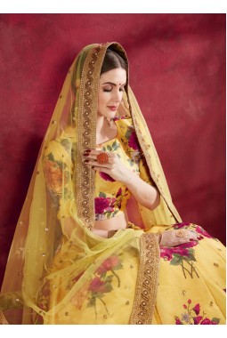 Yellow Banglori Silk Sequins Wedding lehenga Choli