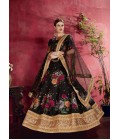 Black Banglori Silk Embroidery Wedding Lehenga Choli