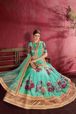 Green Banglori Silk Zari Embroidery Wedding Lehenga Choli