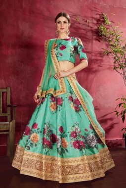 Green Banglori Silk Zari Embroidery Wedding Lehenga Choli
