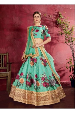 Green Banglori Silk Zari Embroidery Wedding Lehenga Choli