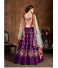 Purple Raw Silk Sequins Embroidery Wedding Lehenga Choli