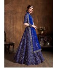 Royal Blue Raw Silk Sequins Wedding Lehenga Choli