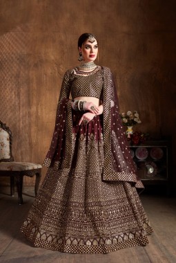 Maroon Raw Silk Zari Embroidery Wedding Lehenga Choli