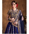 Navy Blue Raw Silk Sequins Wedding Lehenga Choli