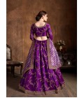 Purple Mulberry Silk Zari Embroidery Wedding Lehenga Choli
