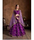 Purple Mulberry Silk Zari Embroidery Wedding Lehenga Choli