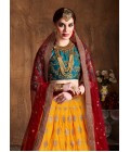 Yellow Banarasi Silk Zari Embroidery Wedding Lehenga Choli