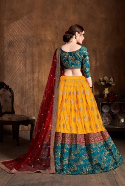 Yellow Banarasi Silk Zari Embroidery Wedding Lehenga Choli