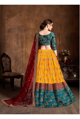 Yellow Banarasi Silk Zari Embroidery Wedding Lehenga Choli