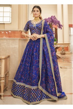 Blue Silk Sequins Wedding Lehenga Choli