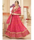 Pink Art Silk Embroidery Wedding Lehenga Choli
